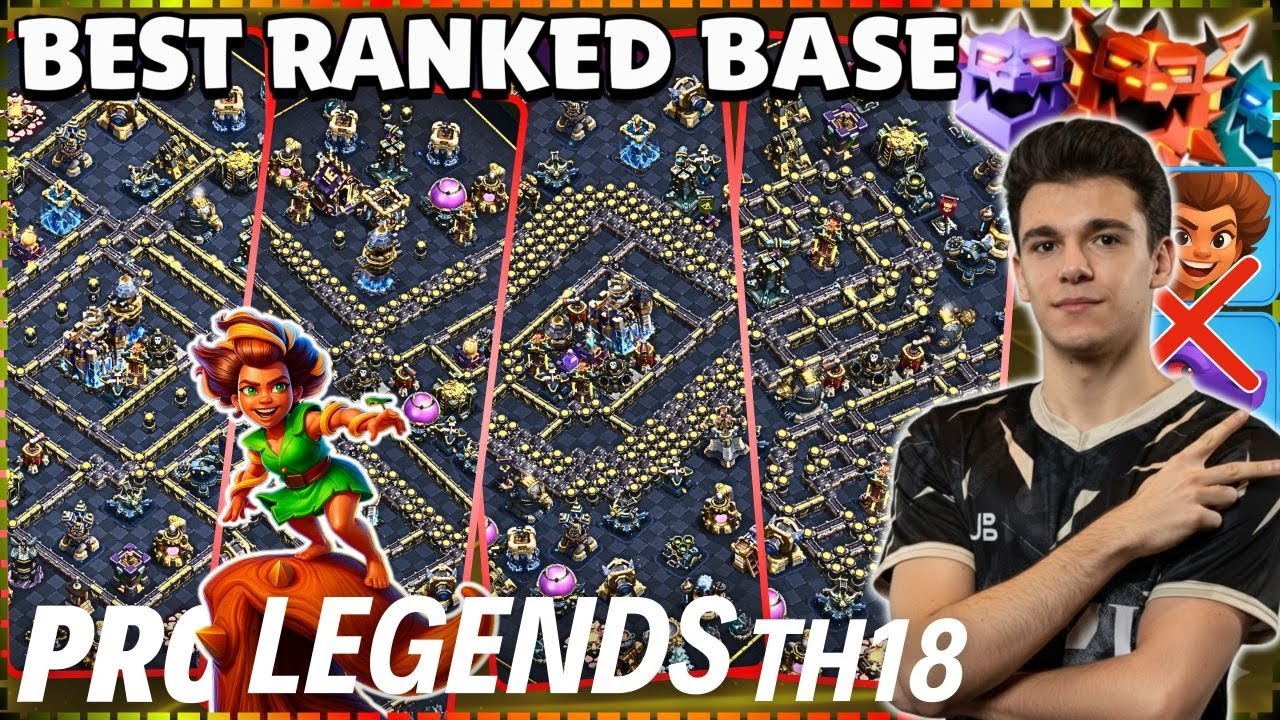 Best Th18 Legend Base Links +5600 Trophies - Anti 3 Star Th18 Bases - New Th18 Pushing Base Links!