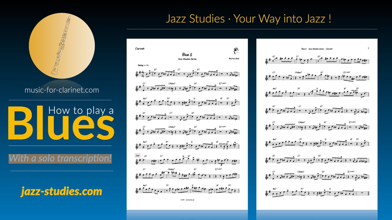 How to play a jazzy Blues in G (Blue S) - with solo transcription for #clarinet  #jazz #sheetmusic