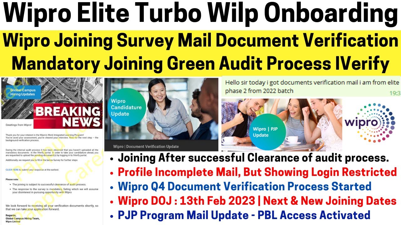 Wipro Elite Turbo P-1 & P-2 Wilp Joining Survey Mail Green Audit BGC Process PJP Program PBL Access🥳