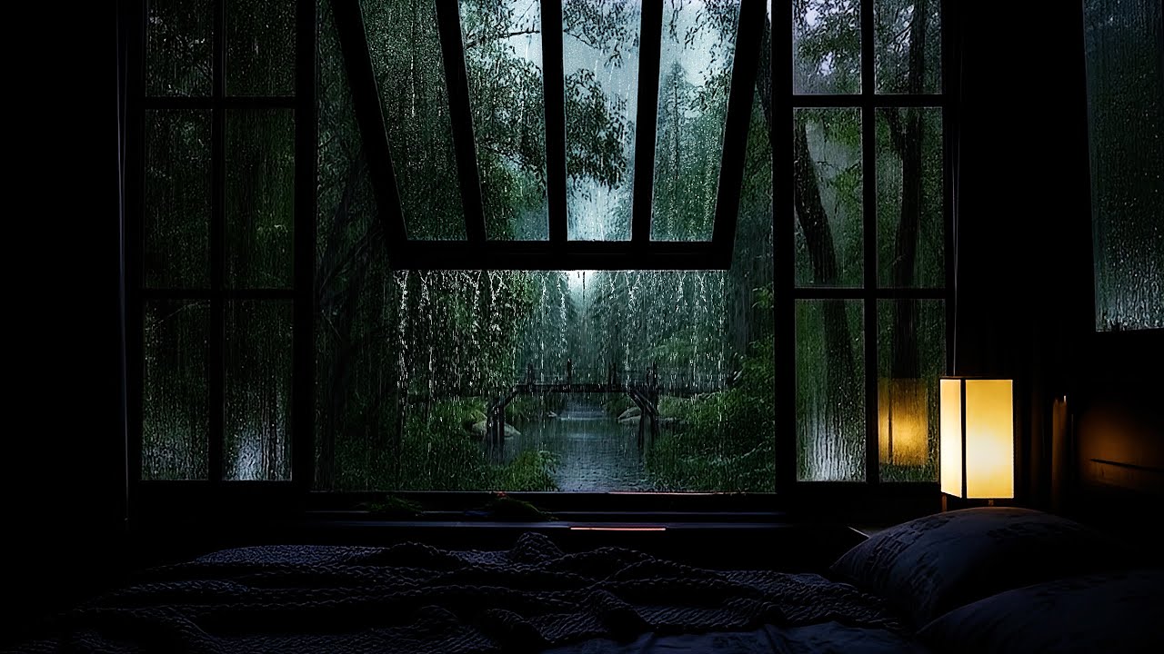 Drift Into Deep Sleep with Forest Rain by an Open Window | Rain Sounds & Thunder for Stress Relief