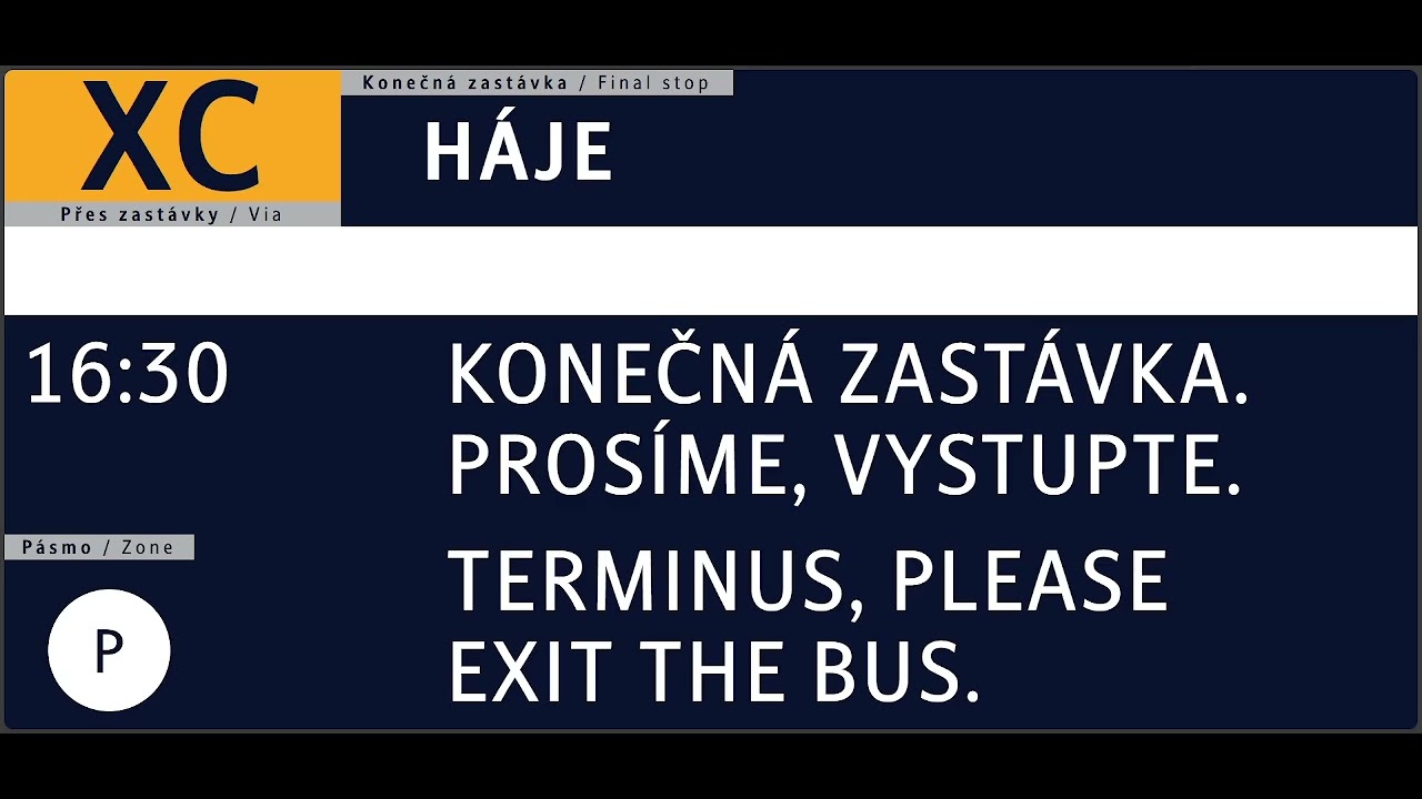 Hlášení linky XC s panelem
