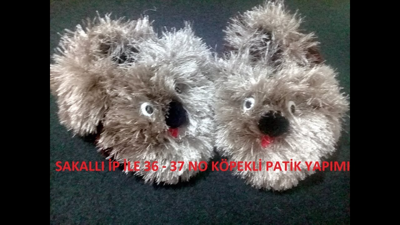 sakallı ip ile 36-37 no köpekli patik yapımı