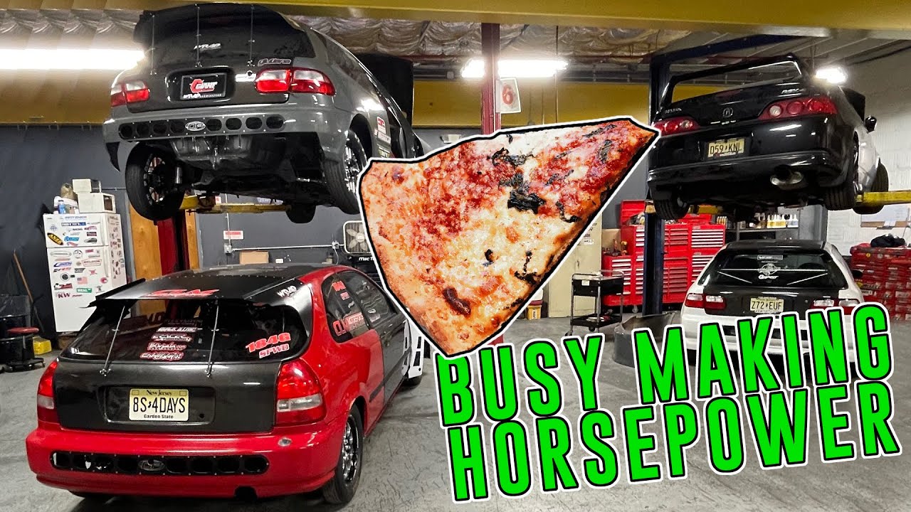 Pizza in NJ with Hondas and Evos at CLM Motorsports