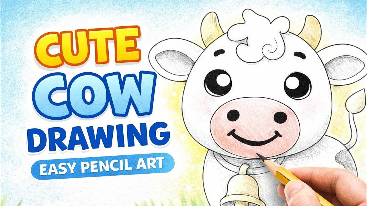 Cute Cow Drawing Step by Step | Pencil Drawing for Kids & Beginners | Anjali ki Drawing Duniya