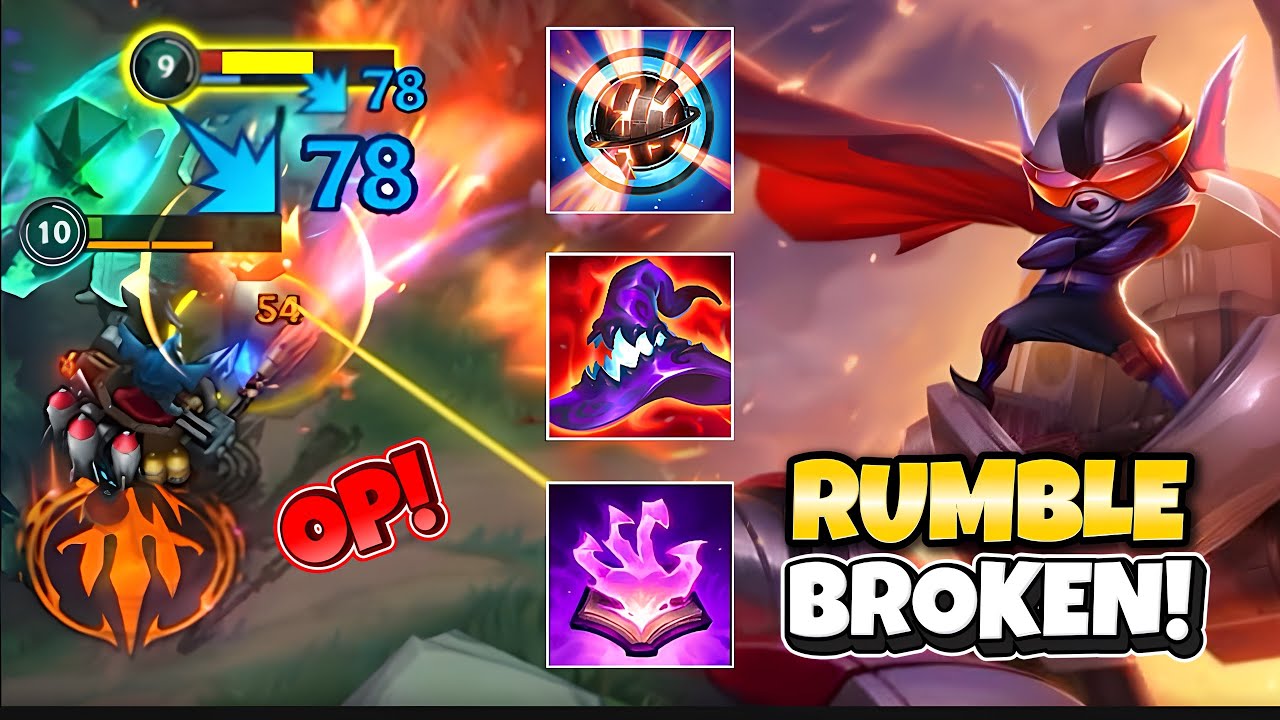 RUMBLE IS SUPER STRONG ON TOP AND BURNS THE ENEMY  SO BAD! WILD RIFT (RUNES & BUILD)