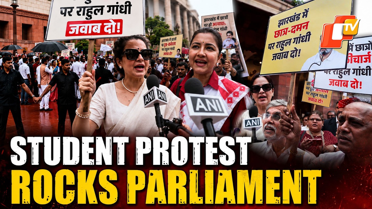 Student Protest Row Rocks Parliament: NDA MPs March Against Rahul Gandhi, Stage Protest