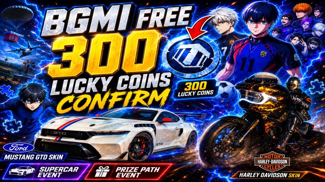 😍BGMI FREE 300 LUCKY COINS CONFIRM | SUPERCAR NEW EVENT | BLUE LOCK PRIZE PATH EVENT PUBG MOBILE