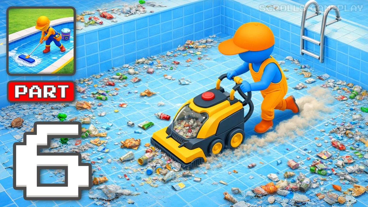 Pool Cleaning Game Simulator - Gameplay Walkthrough Part 6 - Wash The Pool To Shine (iOS, Android)