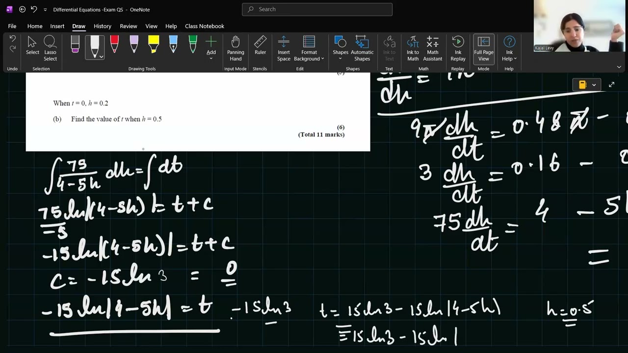 Differential Eqs 1A* Exam Questions- using Integration