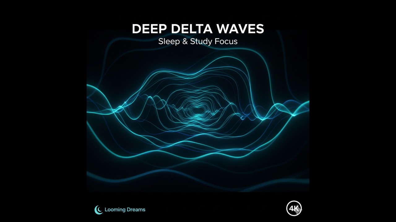 Deep Delta Wave Visualizer 🌊 Flowing Sound Waves for Deep Sleep & Study | 1 Hour Binaural Focus (4K)