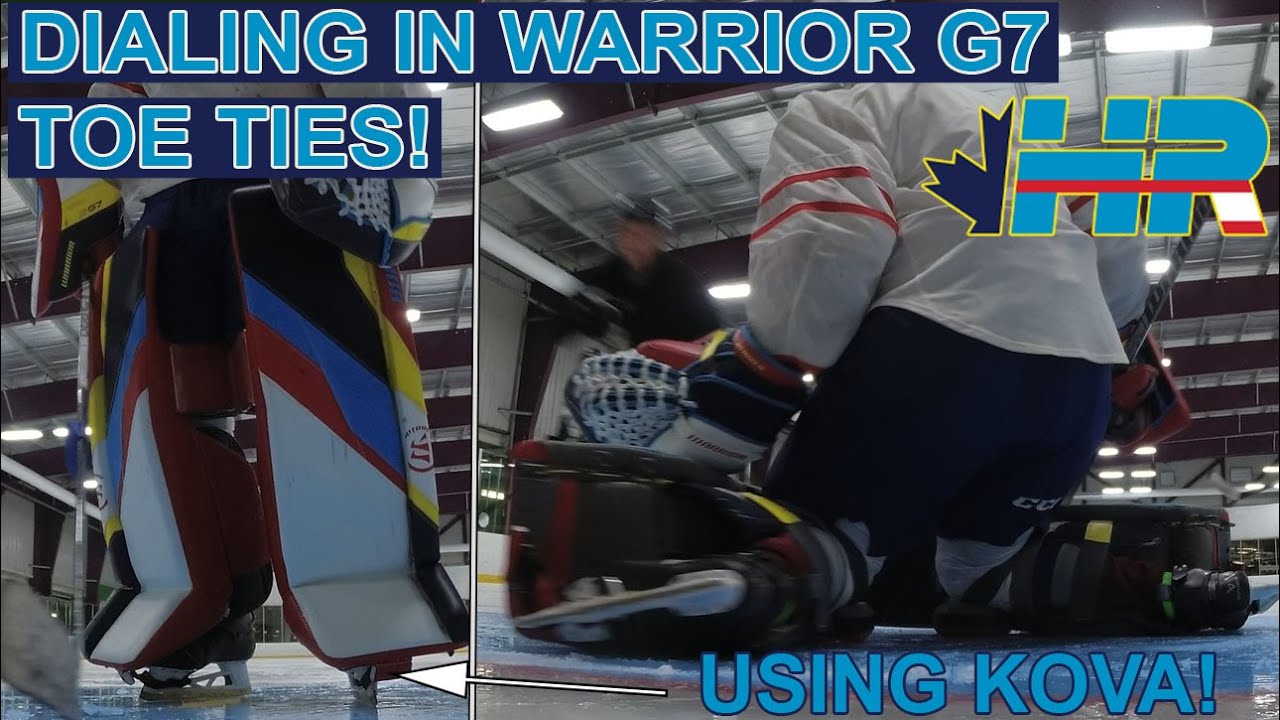 Dialing in Warrior G7 goalie pads toe ties! Hockey goalie netcam GoPro