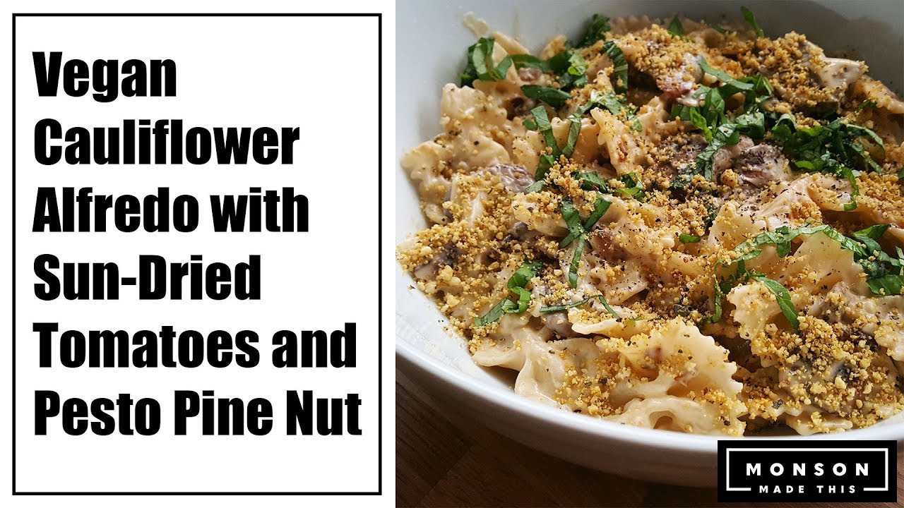 Instant Pot Vegan Cauliflower Alfredo with Sun-Dried Tomatoes and Pesto Pine Nut Parm