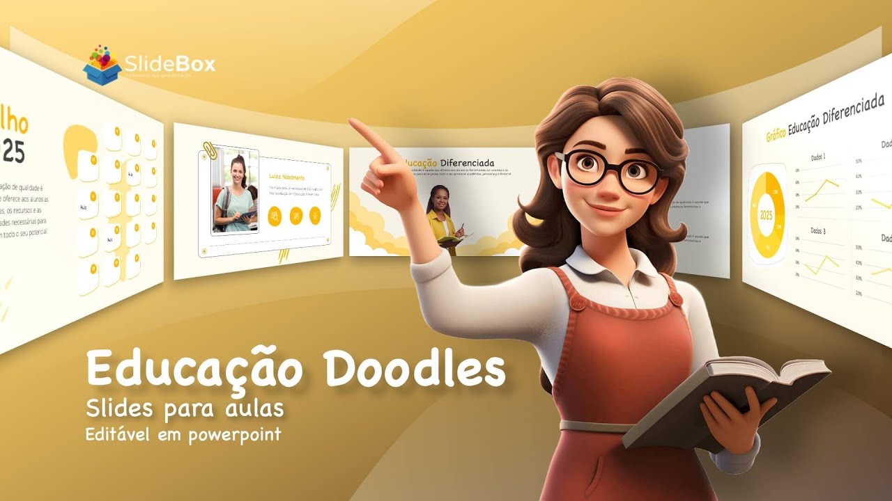 Ganhe a atenção dos seus alunos com o template powerpoint educação doodles!