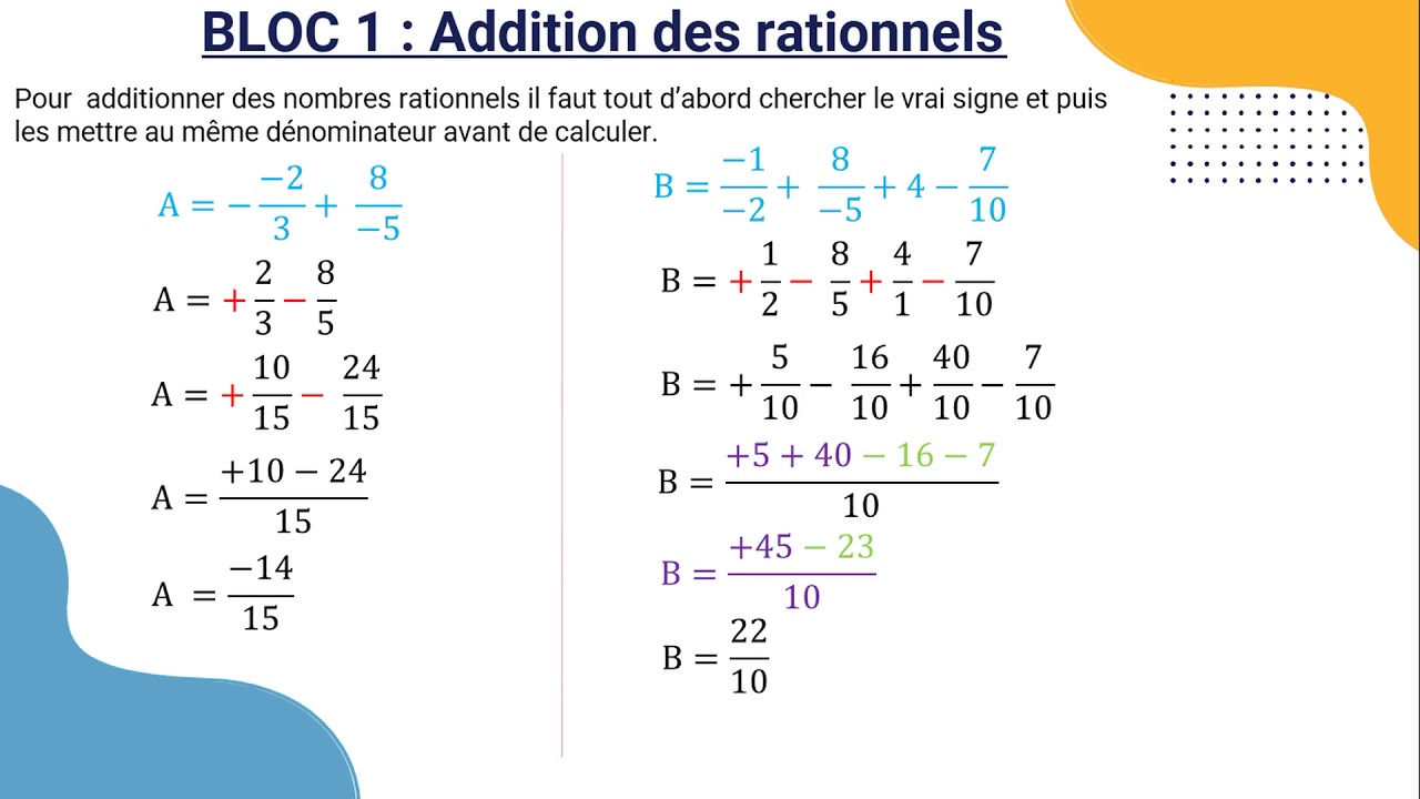 opérations sur les nombres rationnels
