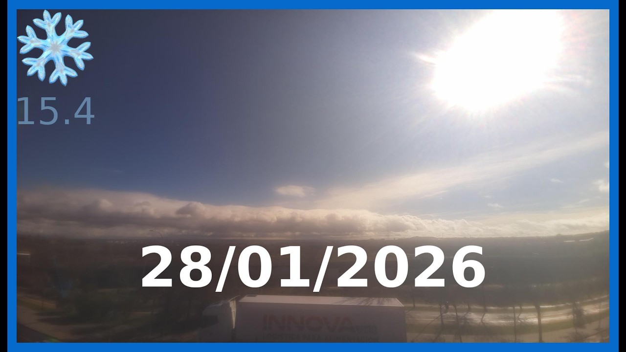 Time-Lapse diario Madrid del 28-01-2026 en un minuto #frio #nieve