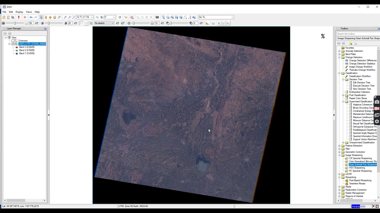 PanSharpen Landsat ETM+ image using ENVI