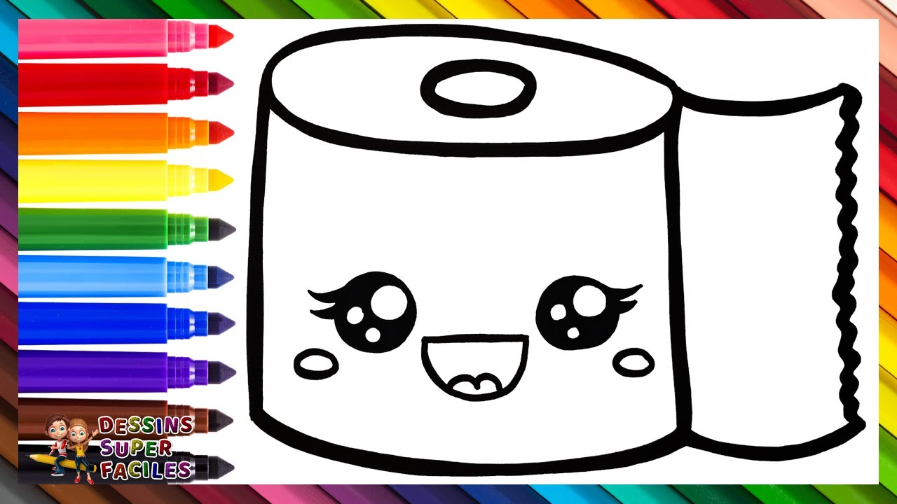 Dessine et Colorie un Mignon Rouleau de Papier Toilette 🚽🧻🌈 Dessins pour Enfants