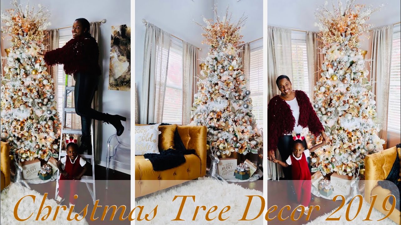 Decorate My Christmas Tree with Me 2019 | Glam Metallic  Snow Tree Decor | How To