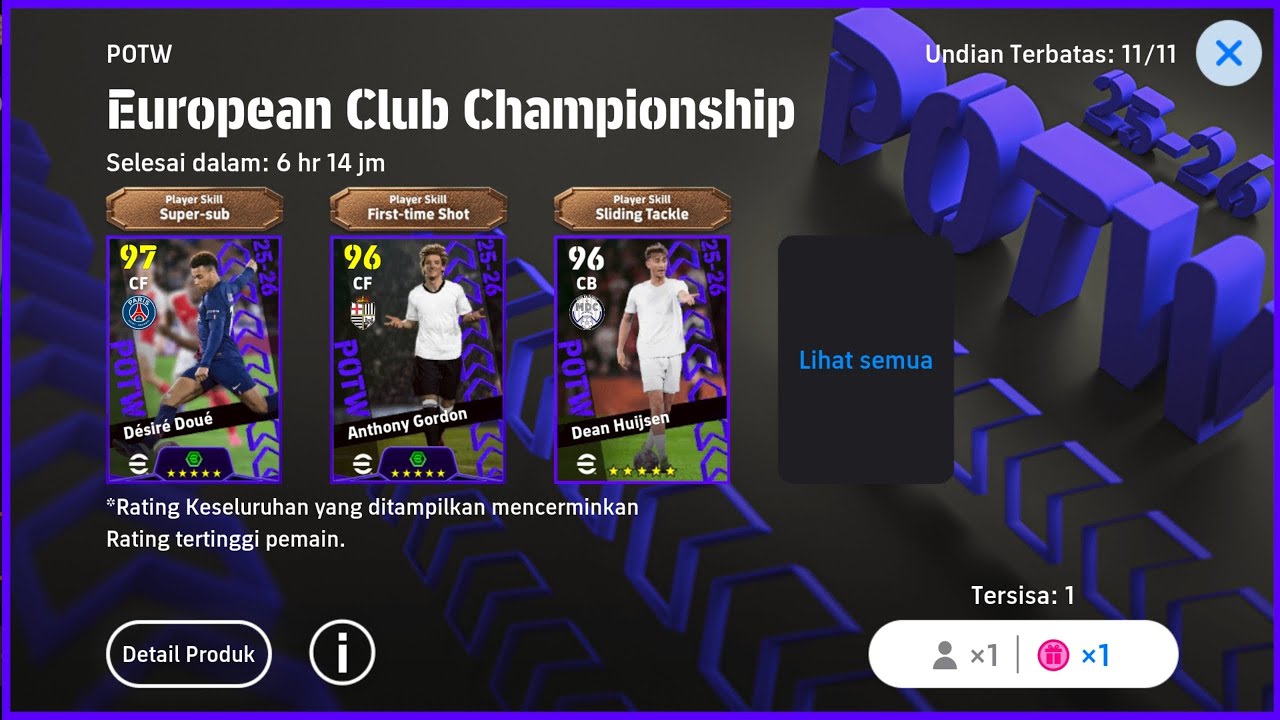 GACHA POTW UCL EFOOTBALL 2026 MOBILE