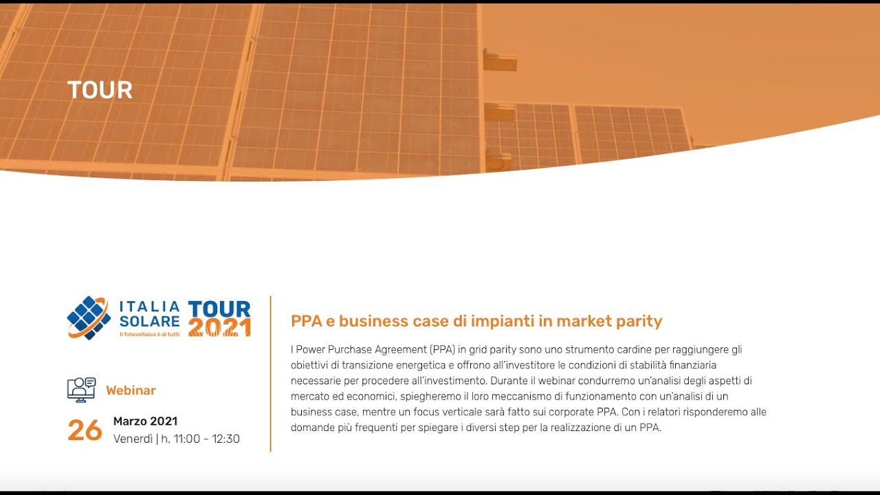 PPA e business case di impianti in market parity