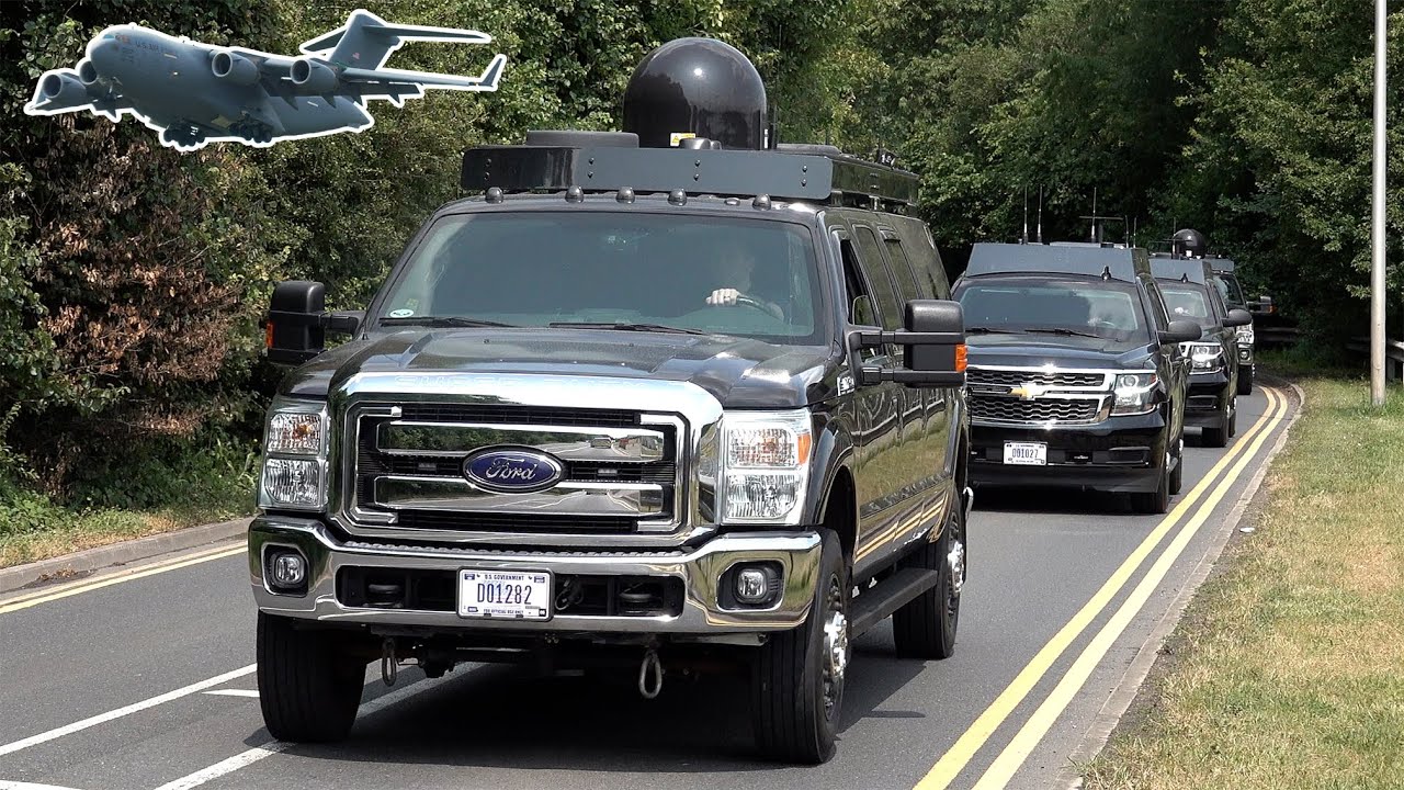 Security vehicles arrive ahead of Biden's visit to London 🇺🇸 🇬🇧