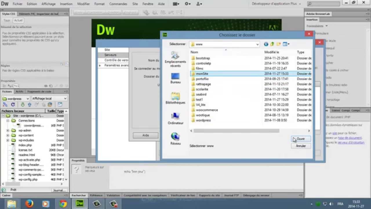 creation d'un siteWeb dynamique en utilisant DreamWeaver