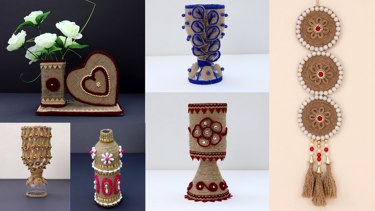 Best Collection!! #JuteCraftIdeas #DIYFlowerVase #AmazingReuseIdeas #WasteMaterial #WallHangingIdeas