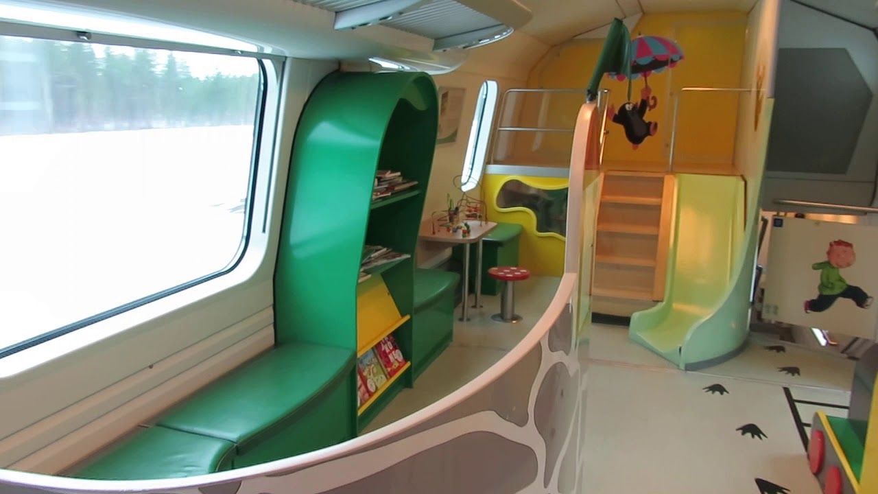 Finland: On train children's play area onboard a Finnish VR InterCity double-deck coach
