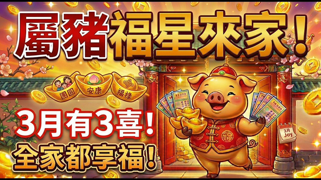 【屬豬】陽曆3月大喜：「福星」入宅，這3件喜事到來，全家人都要跟著你享福！#2026屬豬運勢 #生肖豬2026運勢 #財運 #轉運 #命理 #算命 #風水 #好運 #喜事 #驚蟄 #感情 #健康
