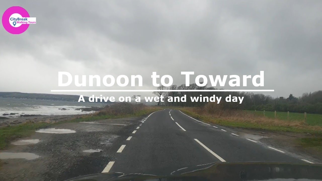 Driving from Dunoon to Toward. Cowal Peninsula, West Coast of Scotland