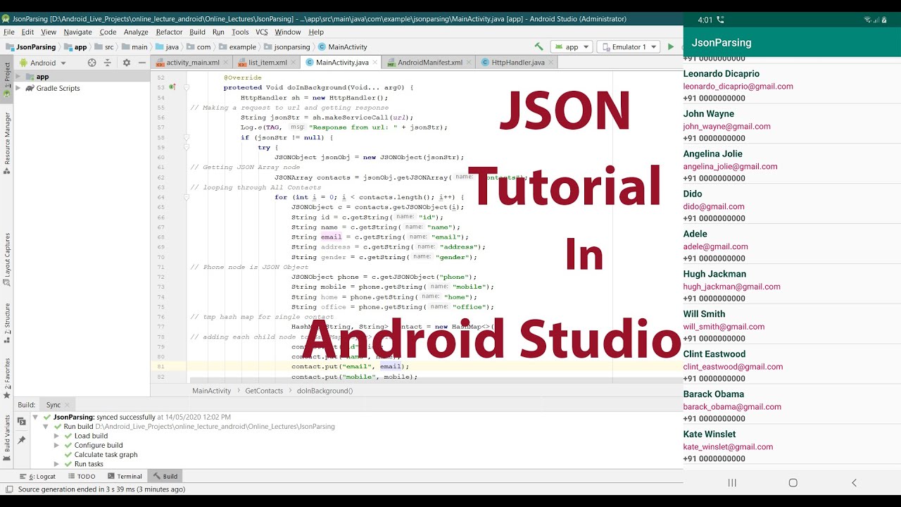 JSON Parsing in Android Studio in hindi & Urdu | JSON parsing tutorial for beginners using URL