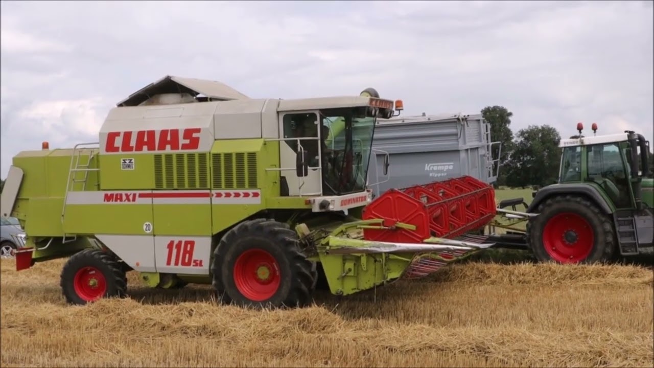 Claas Dominator 118 SL im Weizen, Fendt Favorit 924 Gespann.