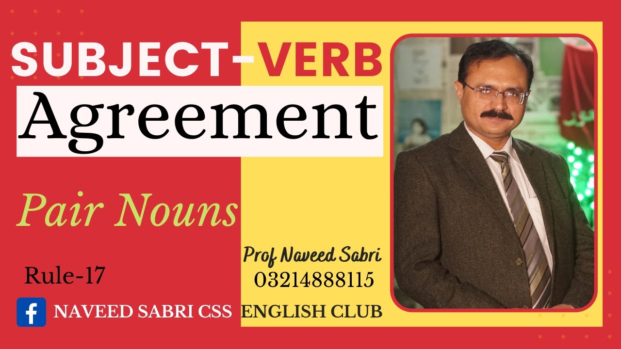 Subject-Verb Agreement (Part-17) Pair Nouns, Lecture 1.18.17 in Urdu/Hindi