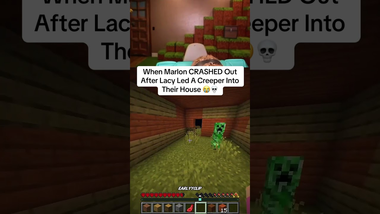 When Marlon CRASHED Out After Lacy Led A Creeper Into Their House 😭💀 #lacy #marlon #minecraft