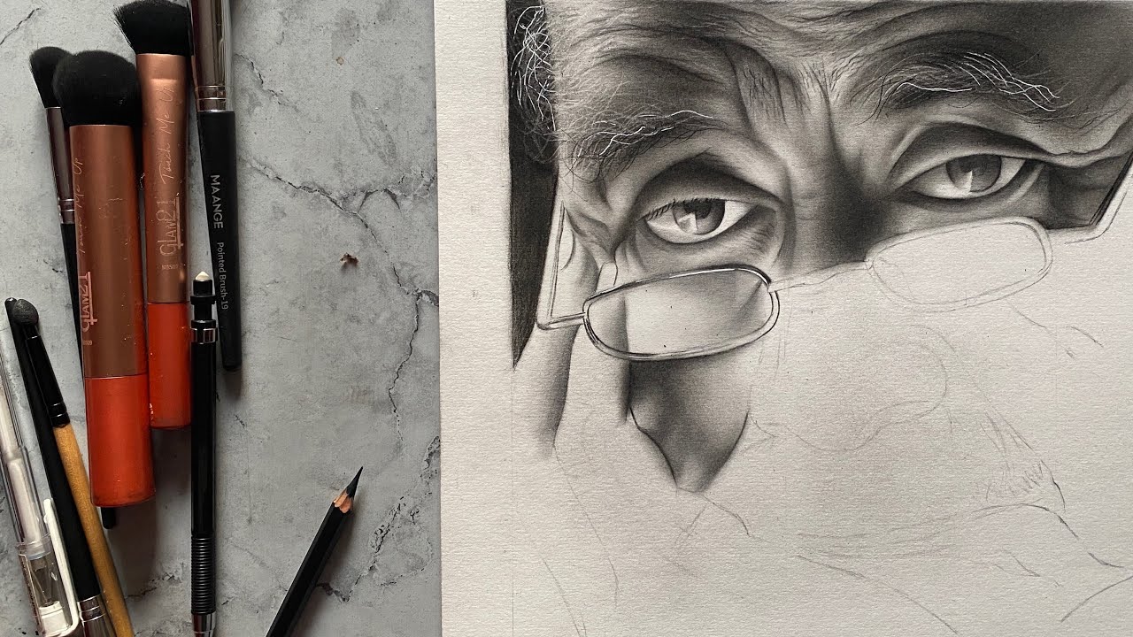 Old men face shading techniques part 1 | old age face drawing  | charcoal drawing