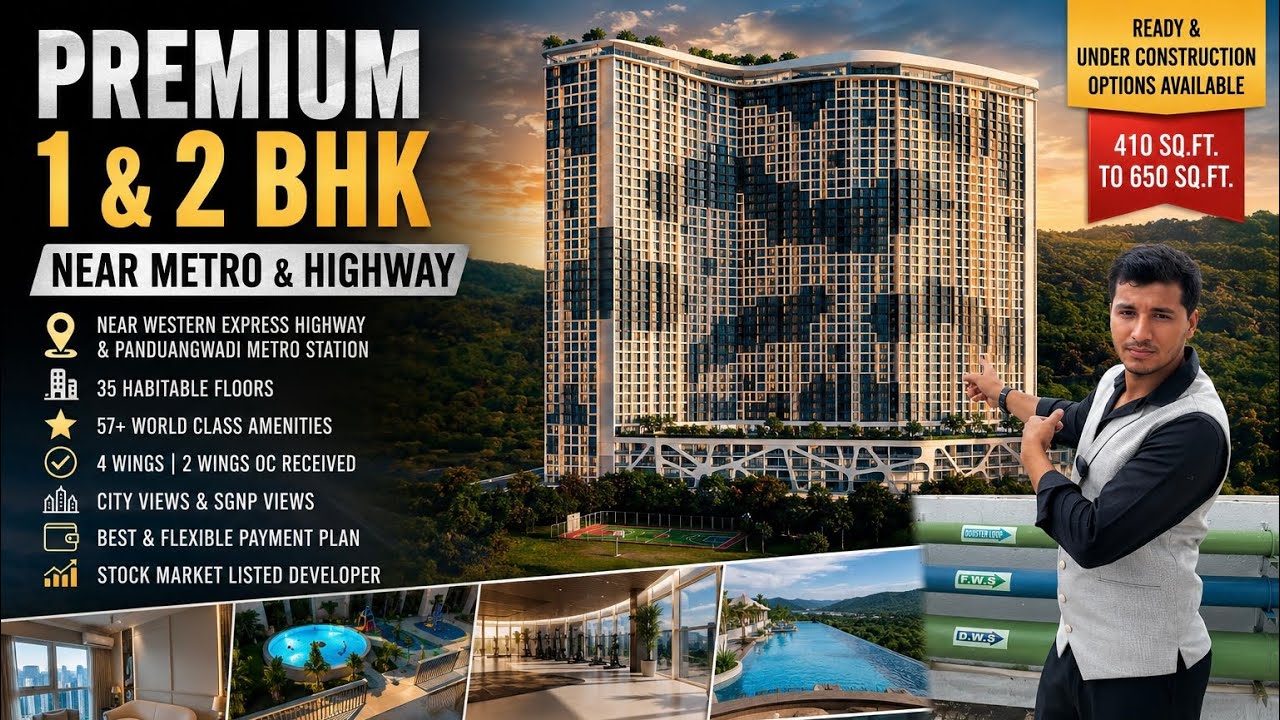 1 & 2 BHK Near Western Express Highway & Metro | City 🏙️ & SGNP Views 🌄| Best Payment Plan