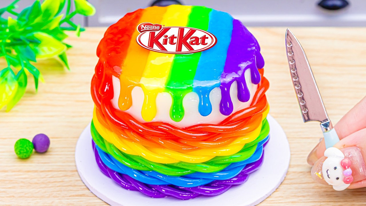 Miniature Rainbow Buttercream Cake Recipe With Chocolate 🌈 Colorful Mini Cake Decorating and DIY