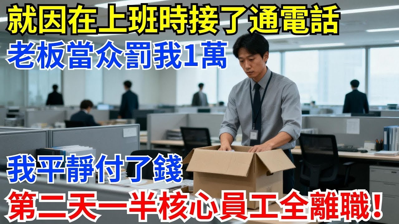 就因在上班時接了通電話，老板當衆罰我1萬塊，我平靜付了錢，第二天一半的核心員工全離職！#奇聞 #奇聞軼事 #故事分享 #職場 #男頻#爽文