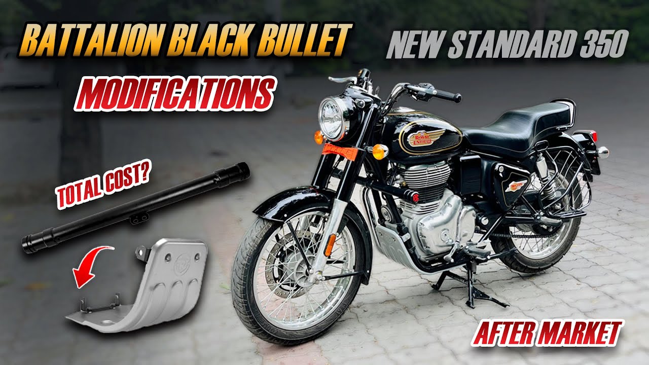 2024 New Bullet 350 Standard Modifications- Battalion Black Standard 350 New LegGuard & Sumpguard