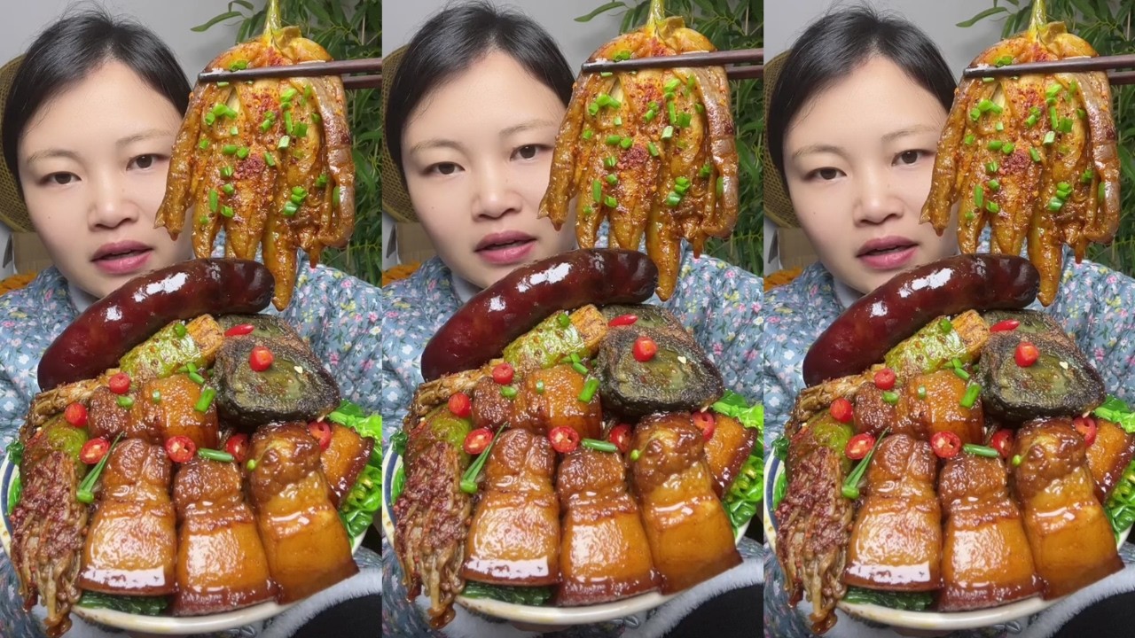 Let&rsquo;s Eat with Jin &ndash; Satisfying Braised Pork & Crispy Fried Chicken Feet Mukbang | Home Cooking