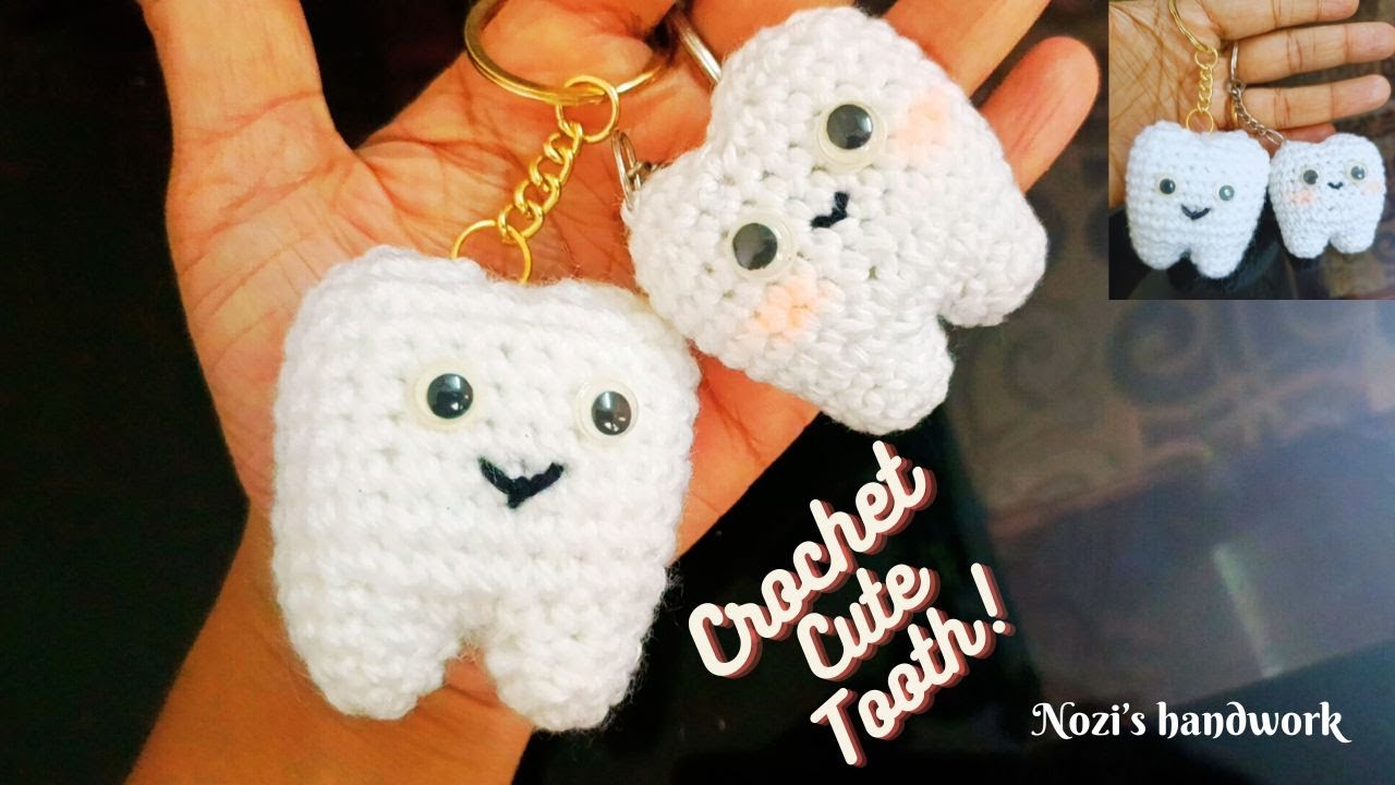 How to Crochet a Tooth  in Tamil | Tooth keychain with Eng Sub #crochetkeychain #crochet
