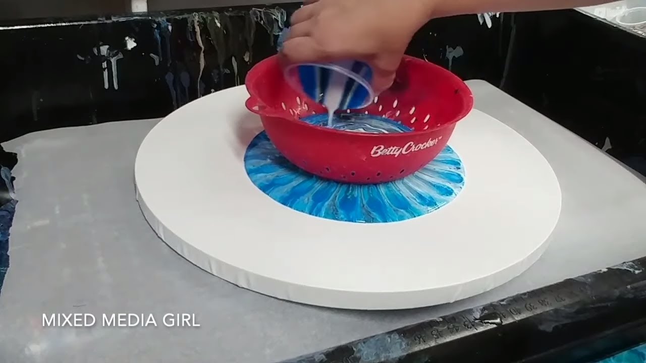 Acrylic Pour Through a Colander with an Octopus Embellishment by Mixed Media Girl