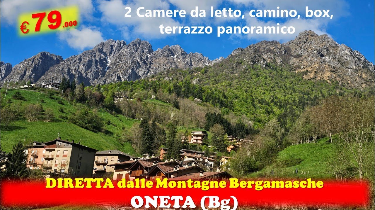ALTA VALLE SERIANA - ONETA (BG), trilocale con camino, box e terrazzo panoramico a €79.000