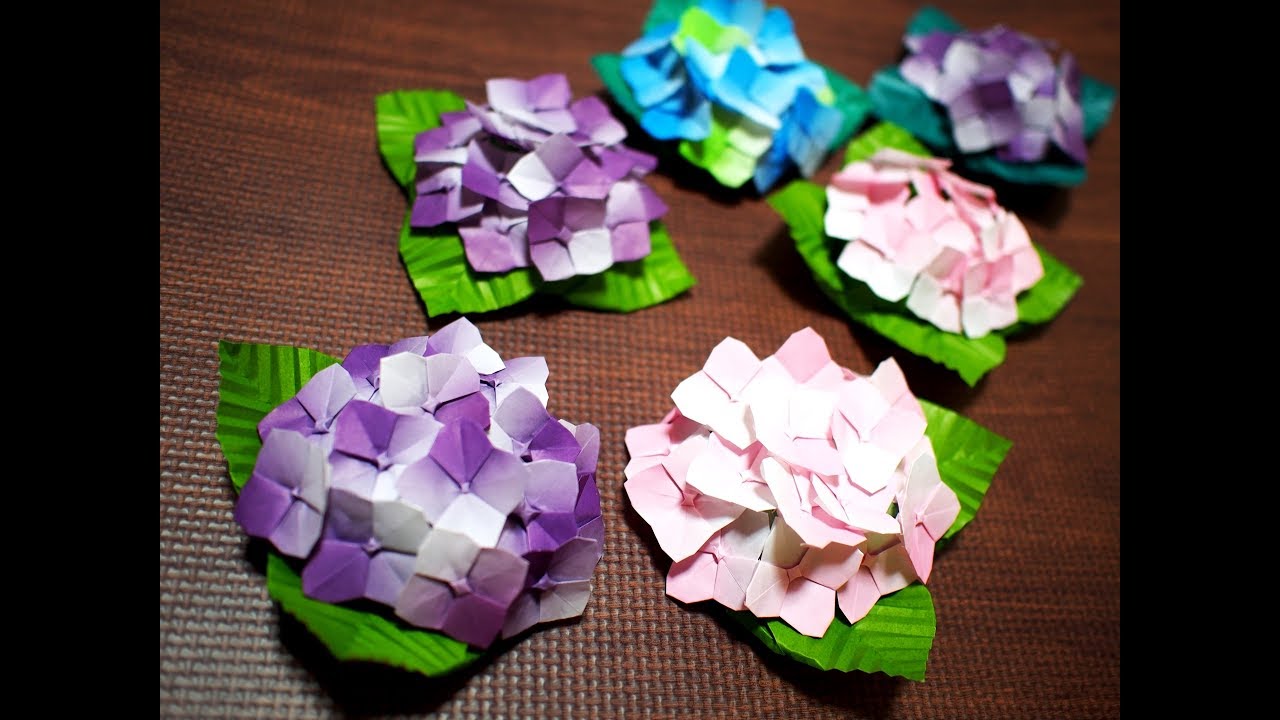 【折り紙】こんもり立体あじさいの作り方【創作】DIY Origami Hydrangea
