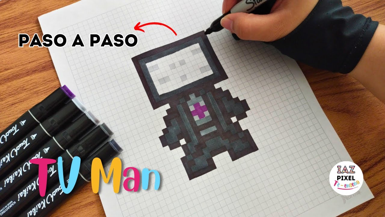 Como pintar a TV MAN en PIXEL ART – Tutorial paso a paso #pixelart #tvman #tvmantitan