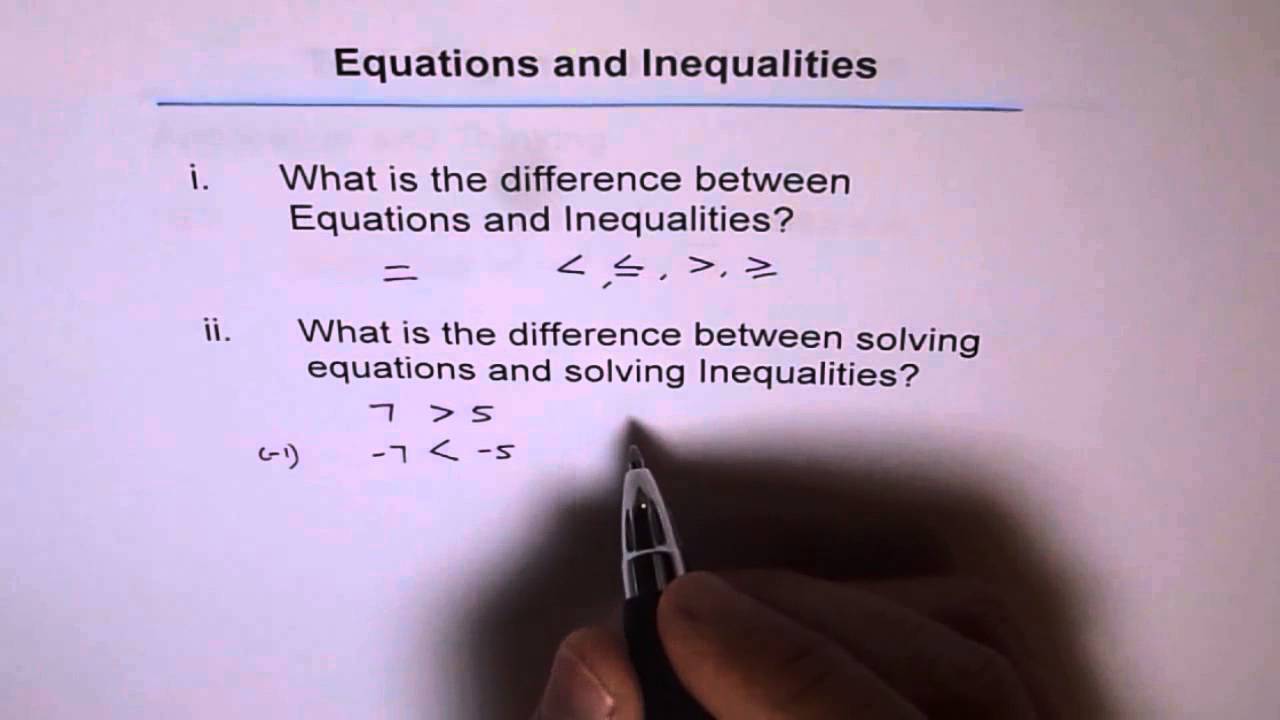 Difference Between Equation And Inequalities