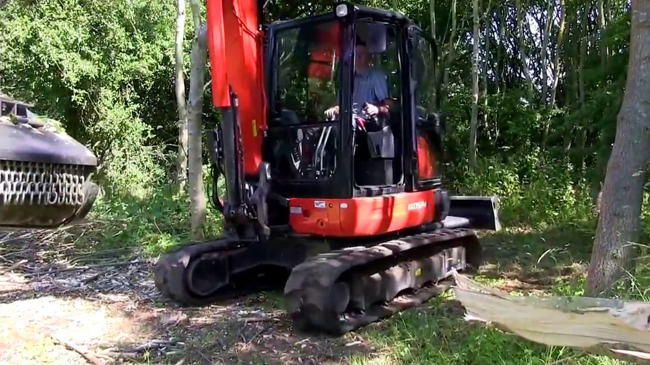 🔵 TFXL100 Мульчер лесной измельчитель OSMA  на мини-экскаваторе Kubota KX057-4