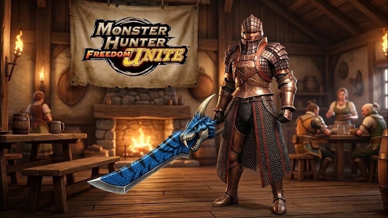 Primera armadura y espada larga / Monster hunter freedoom united 