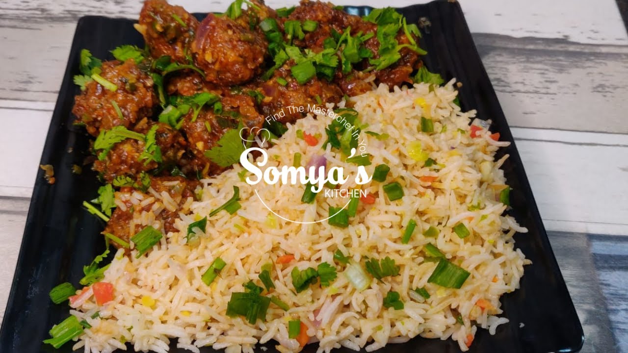 एकदम रेस्टोरेंट वाला वेज ड्राई मंचूरियन एंड फ्राइड राइस-Indo Chinese Recipe by somya's kitchen🧿