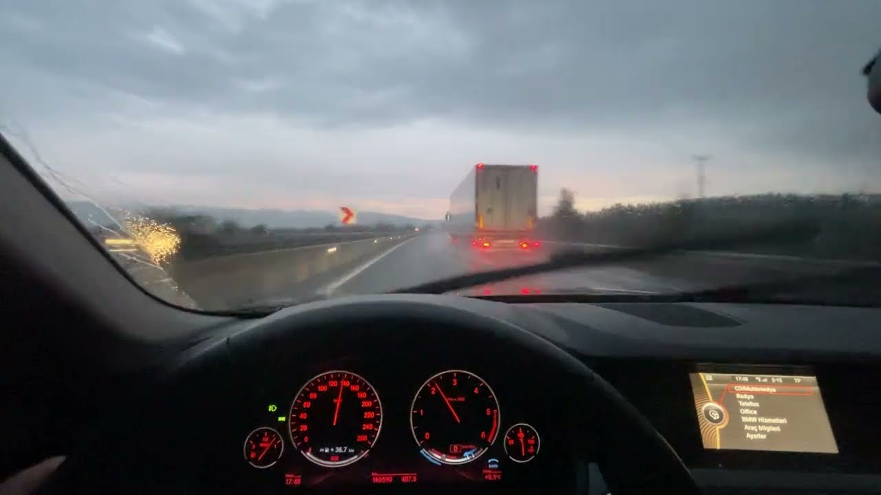 BMW 525d xDrive İSTANBUL-İZMİR yoğun yağmurda zor sürüş